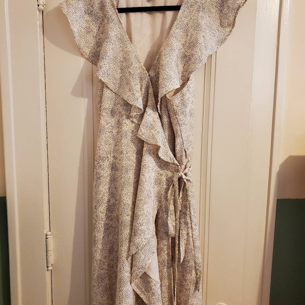 Chic soul white and black polka dot wrap dress